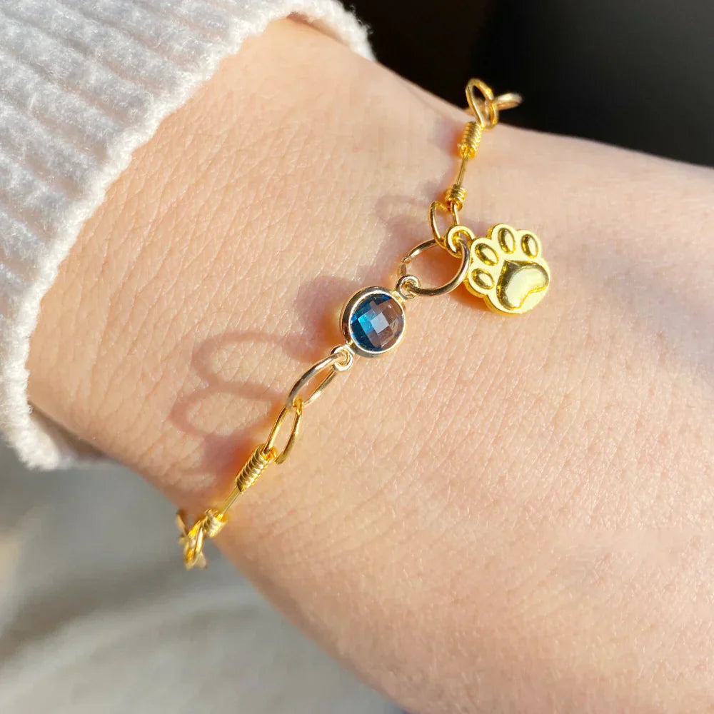 Gold Paw Birthstone Bracelets