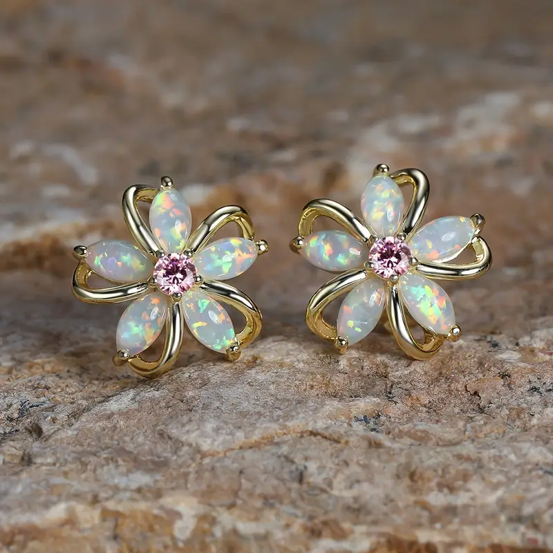 Opal Daisy Earrings
