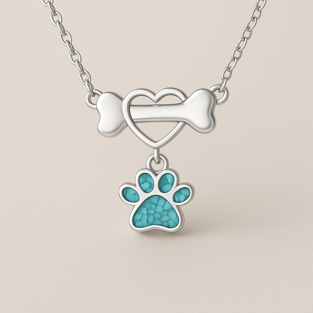 Blue Opal Paw Bone Necklace