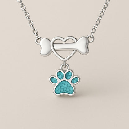Blue Opal Paw Bone Necklace