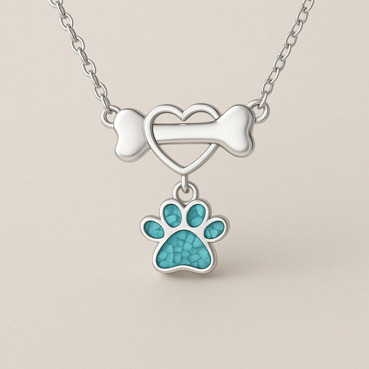 Blue Opal Paw Bone Necklace