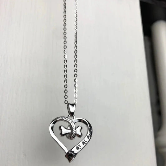 Bone Heart Paw Necklace