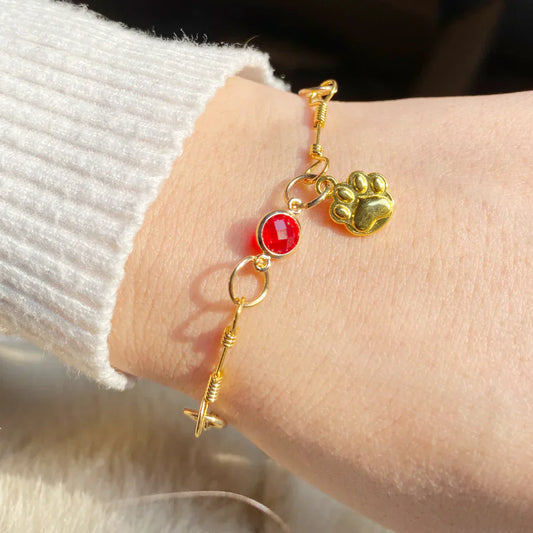 Gold Paw Birthstone Bracelets