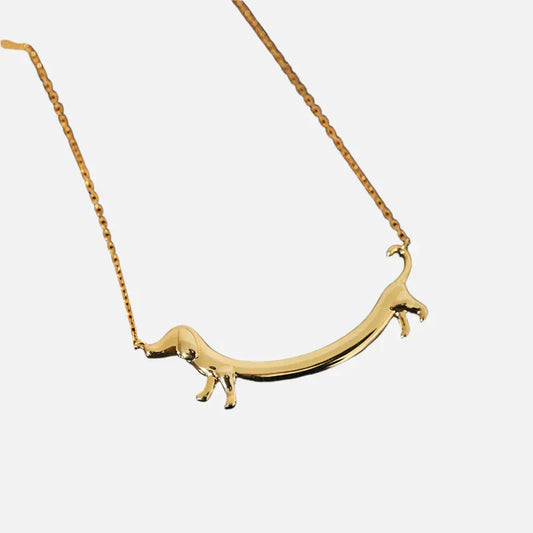 Dachshund Necklace in Silver and Gold
