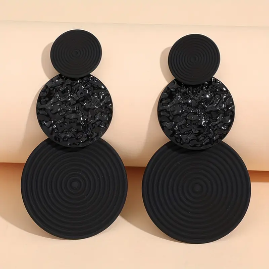 Black Rounded Earrings