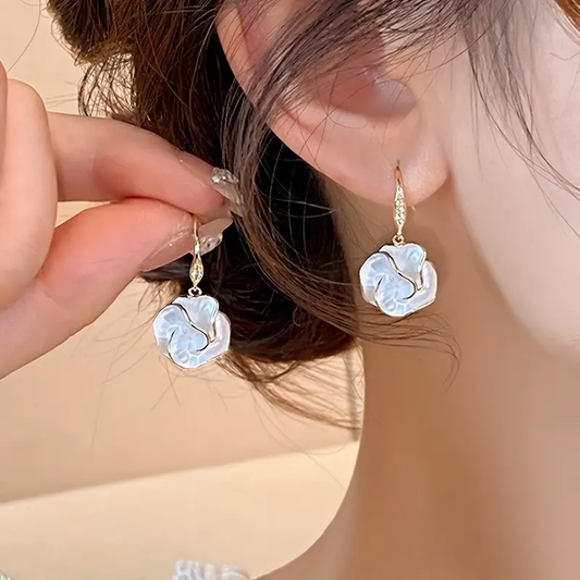 White Spiral Earrings