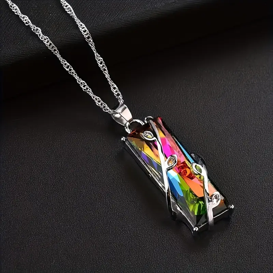 Colorful Silver Pendant Necklace