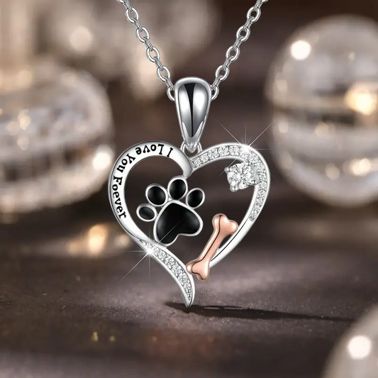 Bright Black Paw Love Necklace