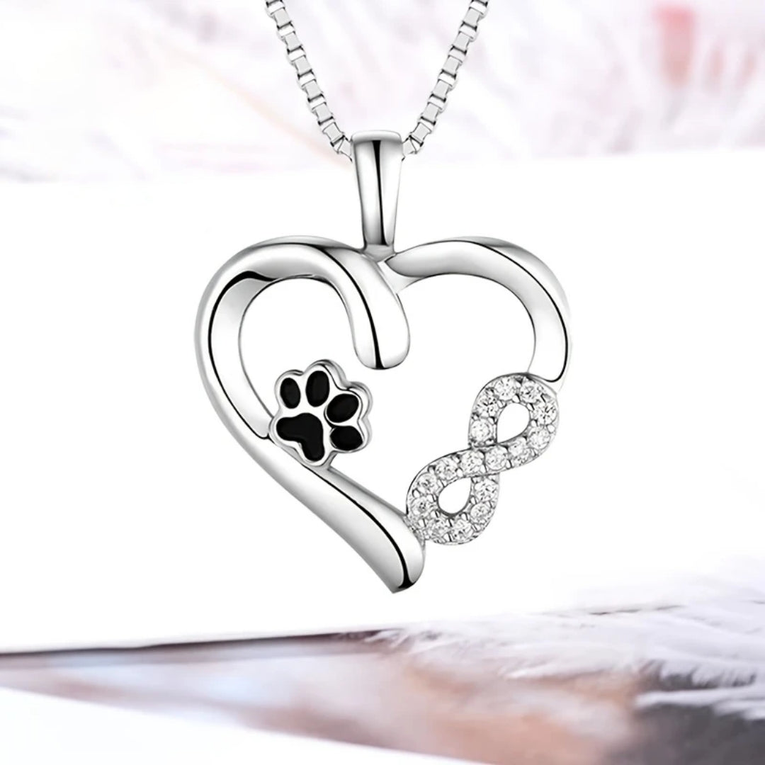 Black Paw Infinity Love Bright Necklace