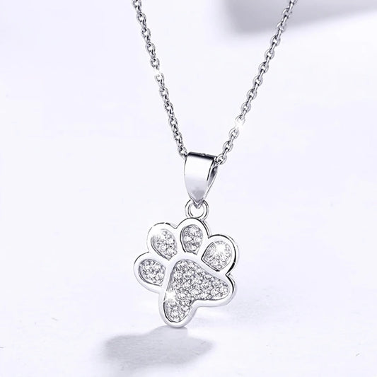 Bright Silvered Paw Necklace